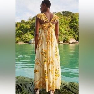 Farm Rio Cross Back Flutter Sleeve Maxi Dress